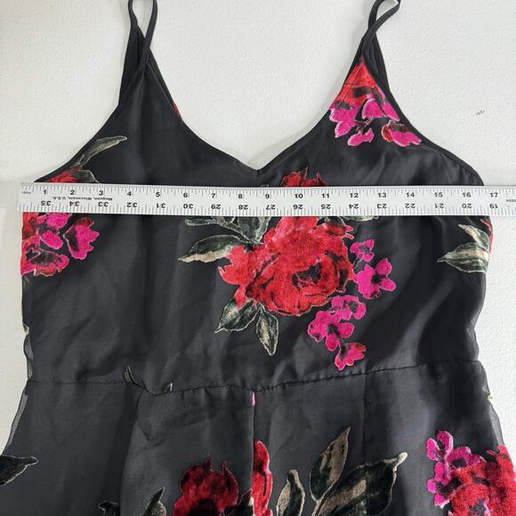 Ett:twa Anthropologie Floral Burnout Jumpsuit Womens Small Black Velvet Motif - Picture 11 of 15